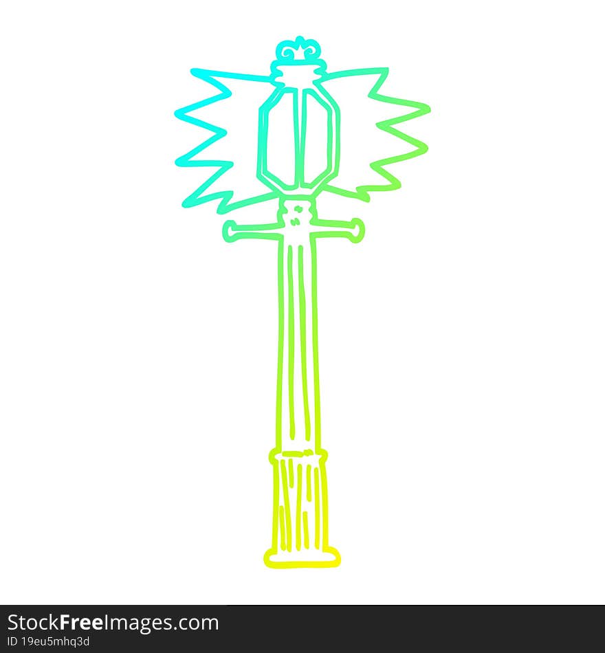 cold gradient line drawing of a cartoon lamp post