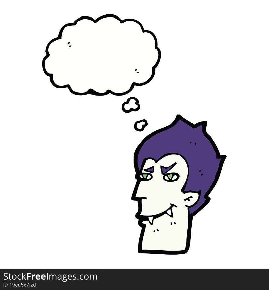 Cartoon Vampire Face With Thought Bubble