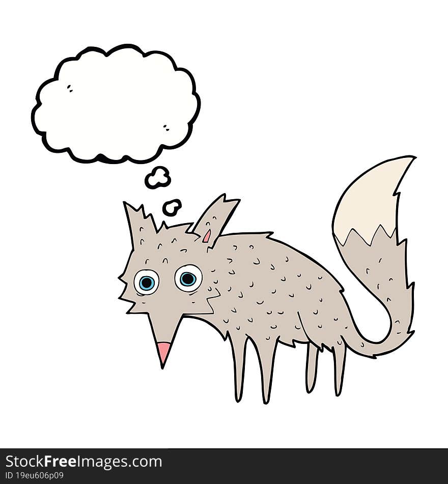 funny cartoon wolf with thought bubble