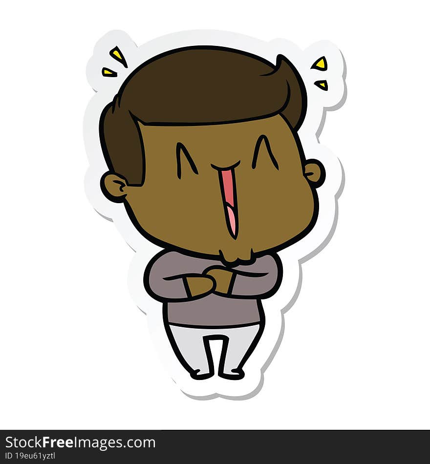 sticker of a cartoon excited man