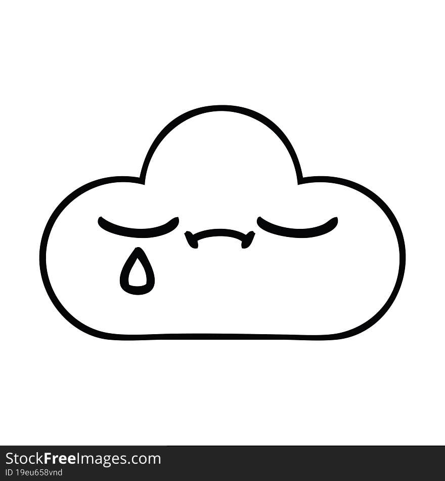 line drawing cartoon sad cloud