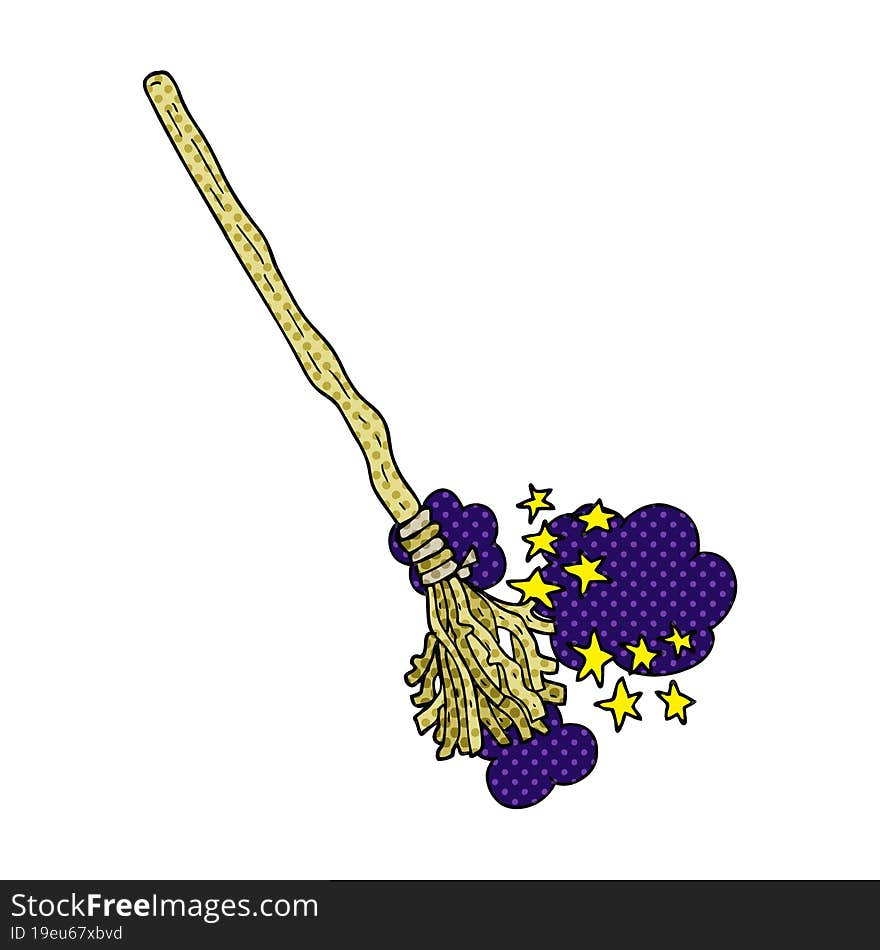 cartoon magical broom