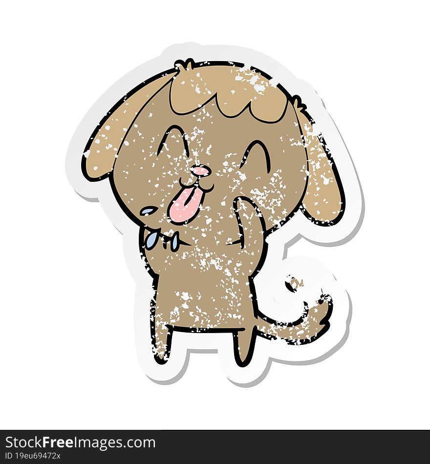 distressed sticker of a rude dog cartoon