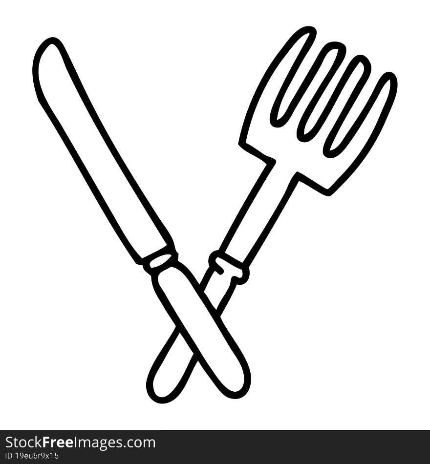 line doodle of a knife and fork