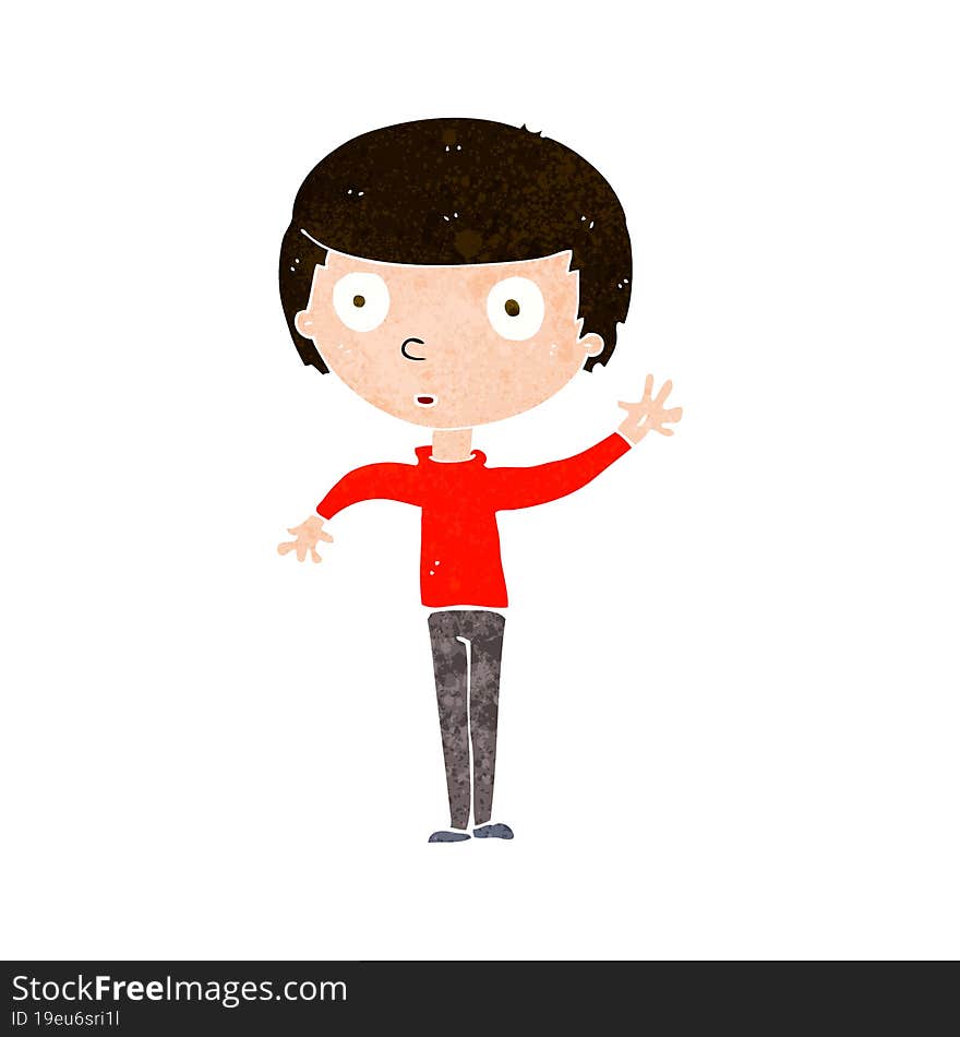 cartoon waving boy