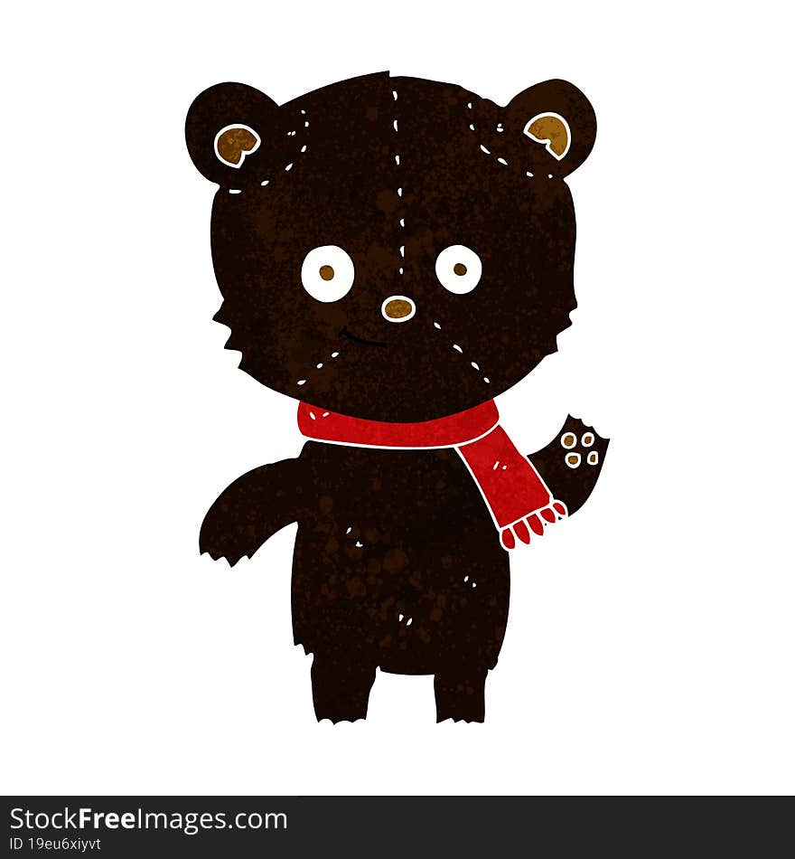 cartoon black bear waving