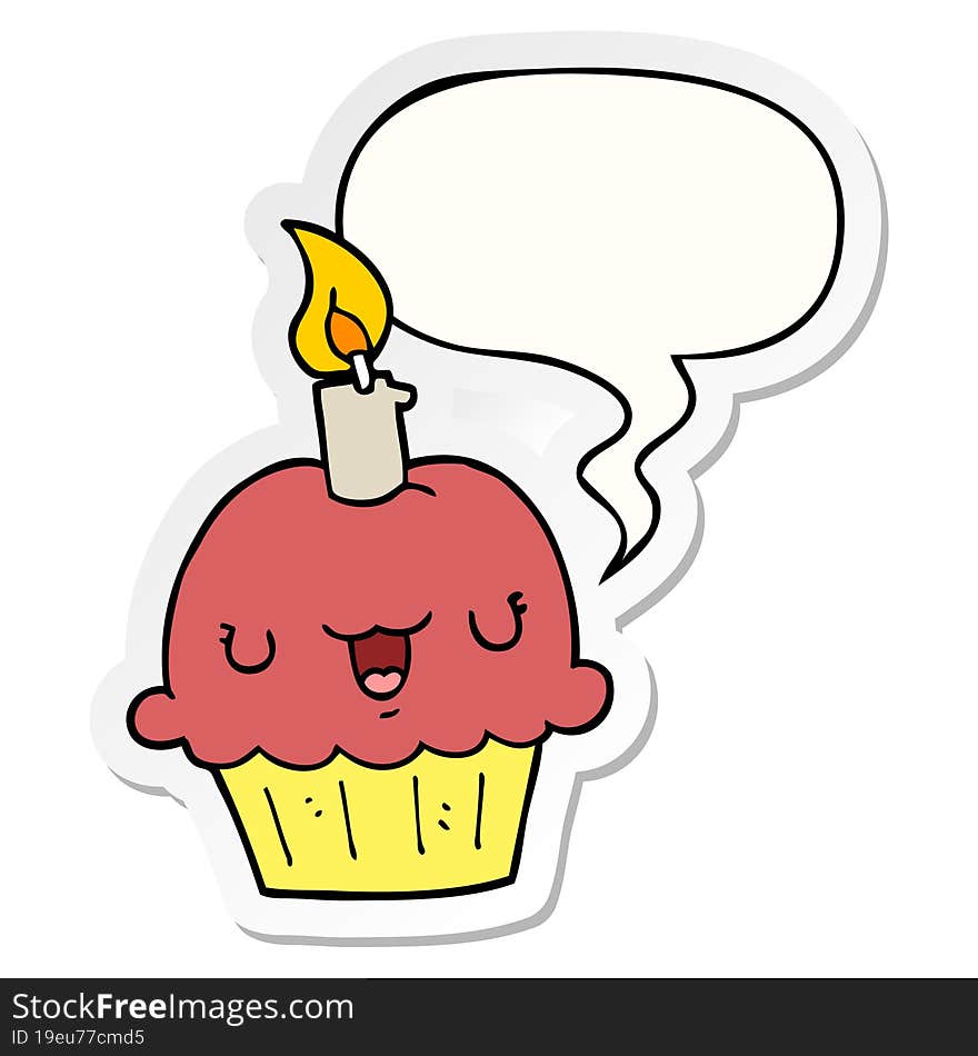 cartoon cupcake and speech bubble sticker