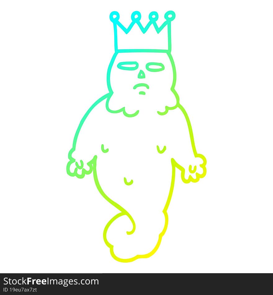 cold gradient line drawing of a cartoon spooky ghost king