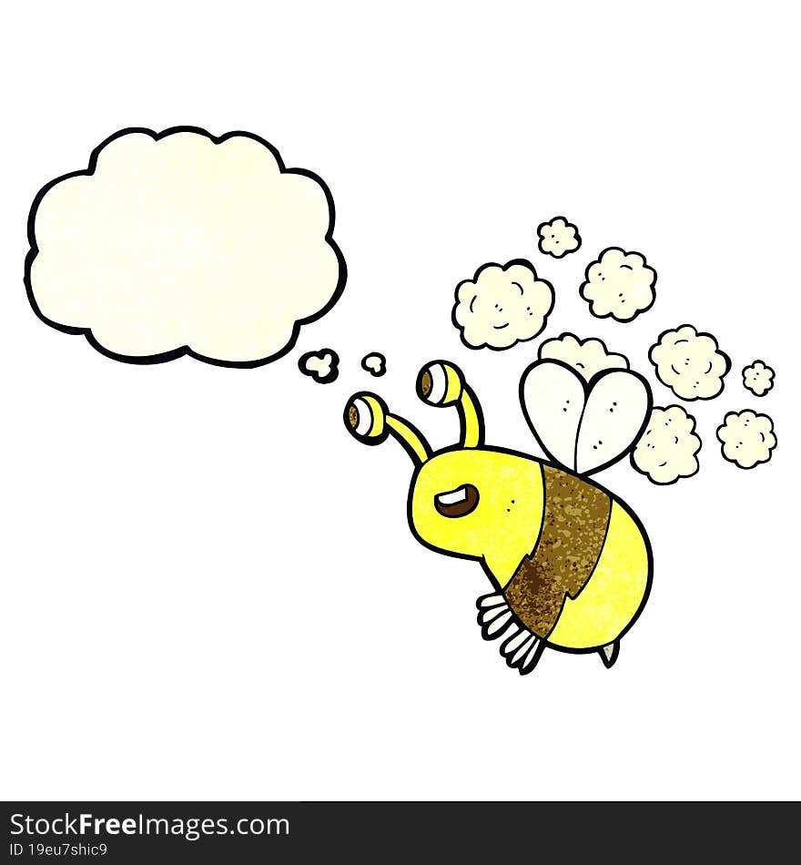 cartoon happy bee with thought bubble