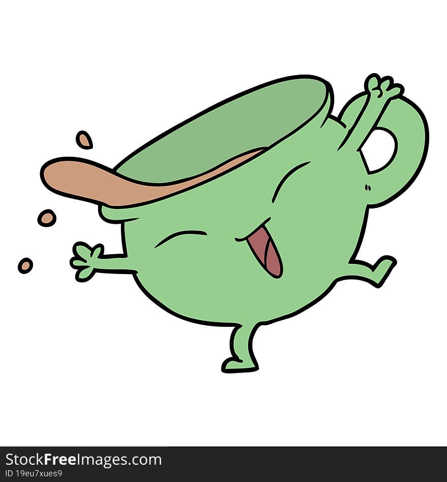 cartoon teacup dancing. cartoon teacup dancing