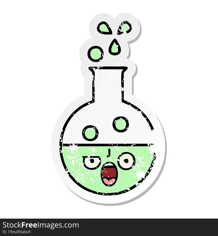 distressed sticker of a cute cartoon test tube