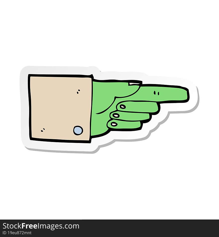 Sticker Of A Cartoon Pointing Zombie Hand