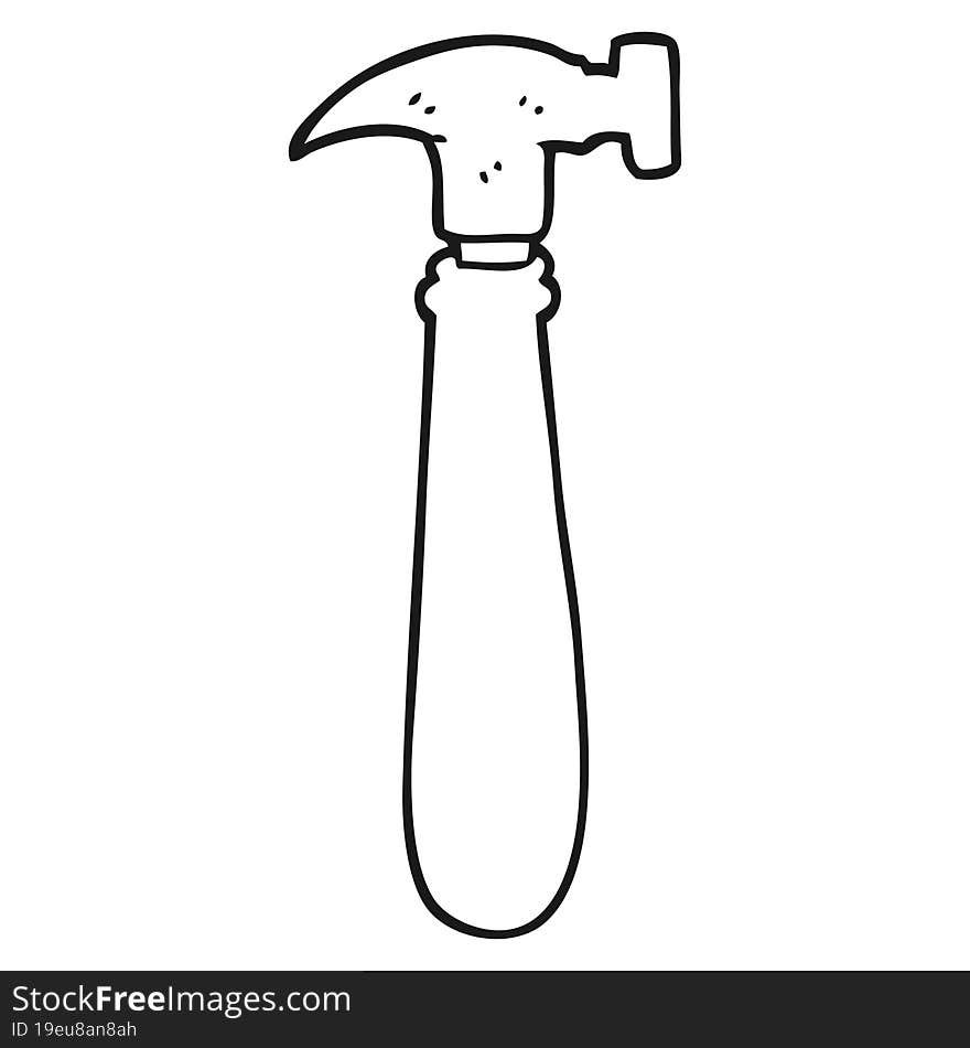 freehand drawn black and white cartoon hammer