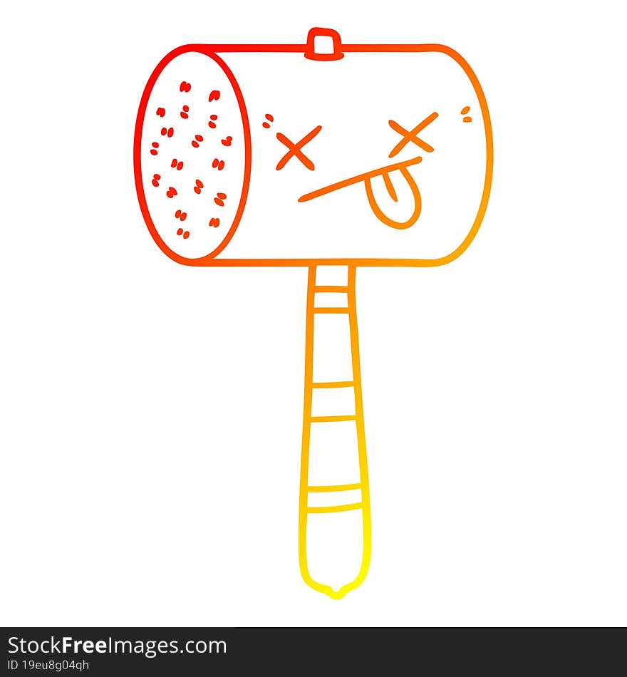 warm gradient line drawing cartoon mallet