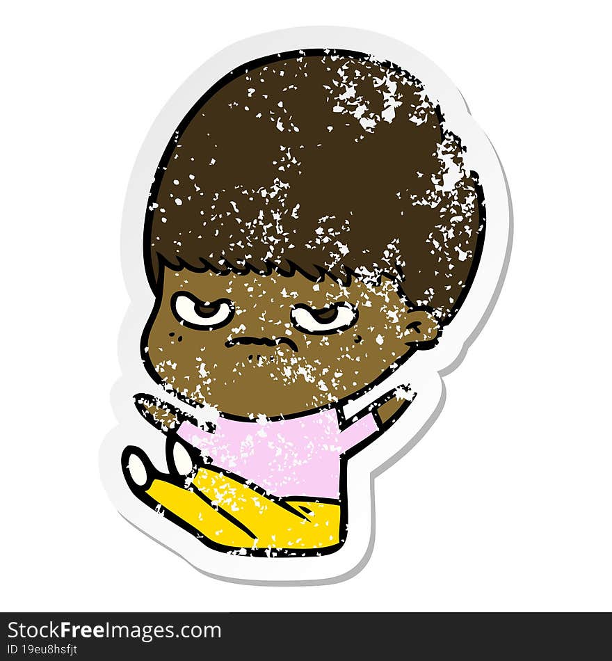 distressed sticker of a cartoon boy