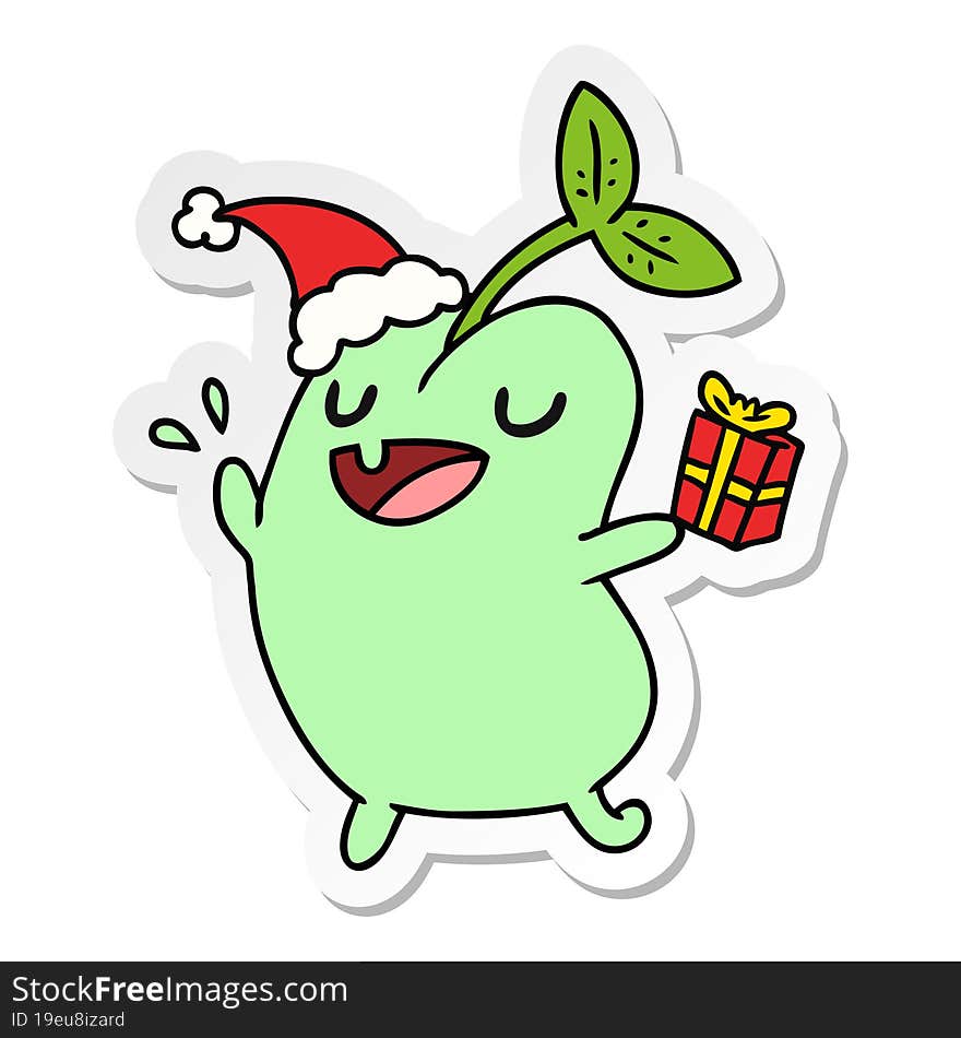 christmas sticker cartoon of kawaii seed