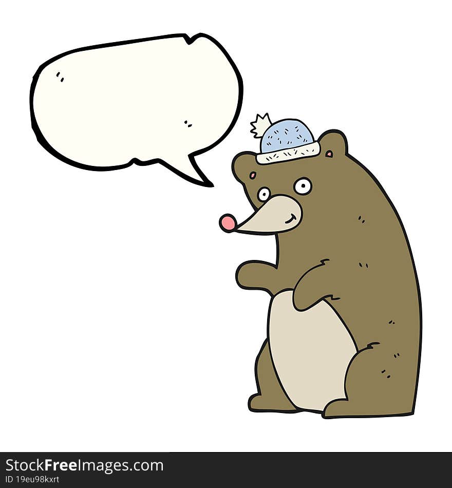 freehand drawn speech bubble cartoon bear