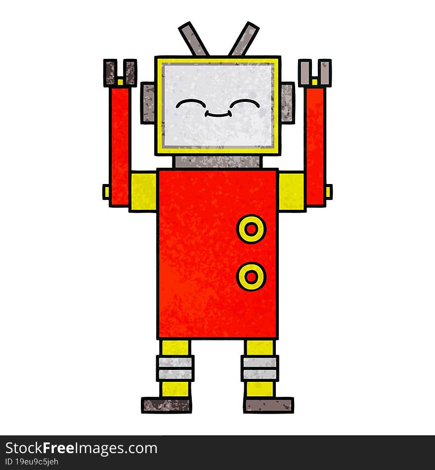 Retro Grunge Texture Cartoon Robot