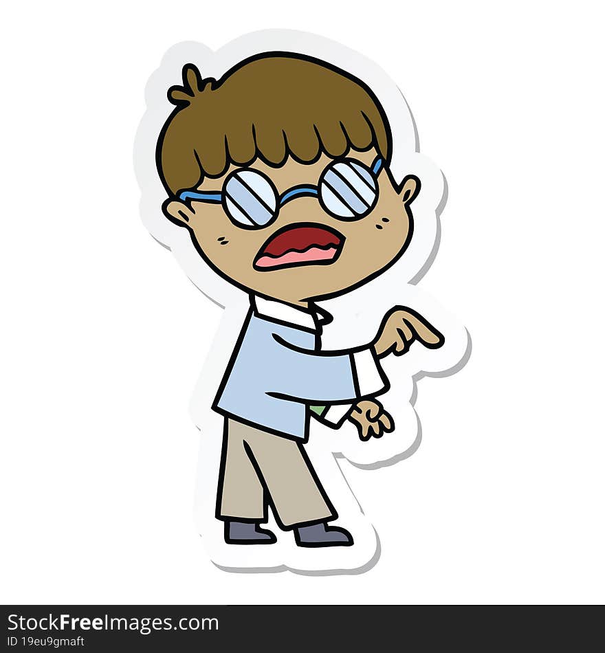 sticker of a cartoon boy wearing spectacles