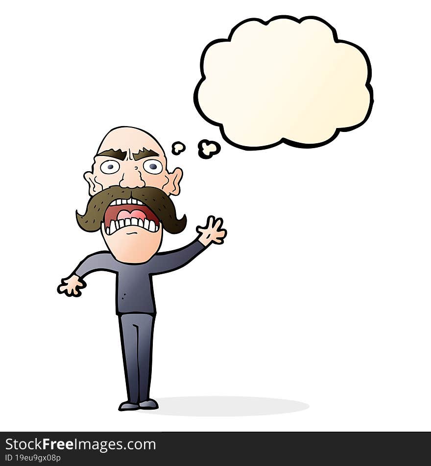 Cartoon Angry Old Man With Thought Bubble