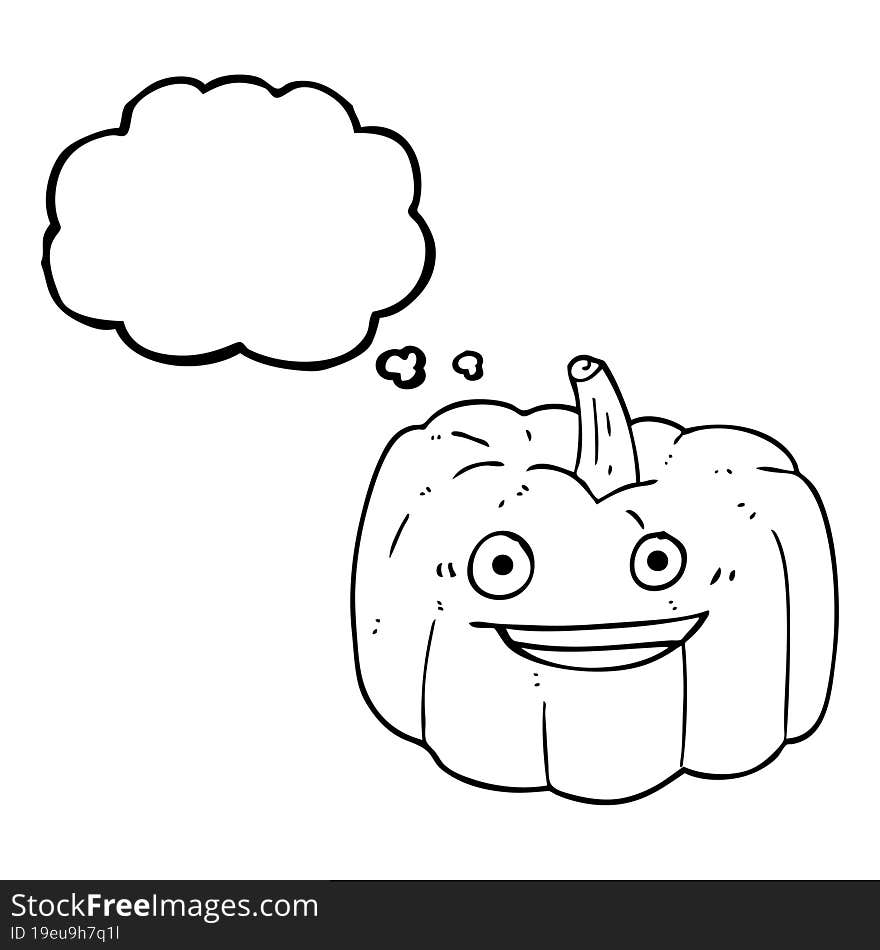 freehand drawn thought bubble cartoon halloween pumpkin