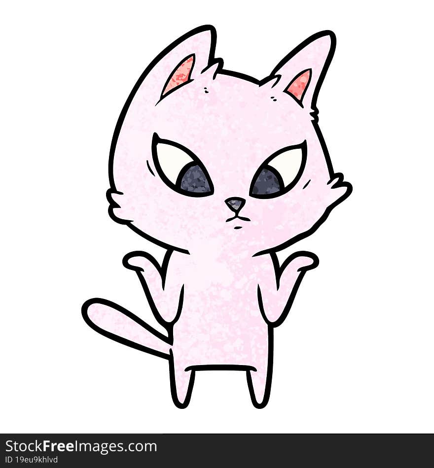 confused cartoon cat shrugging shoulders. confused cartoon cat shrugging shoulders