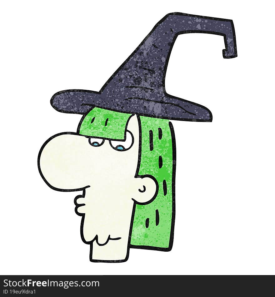 textured cartoon witch head