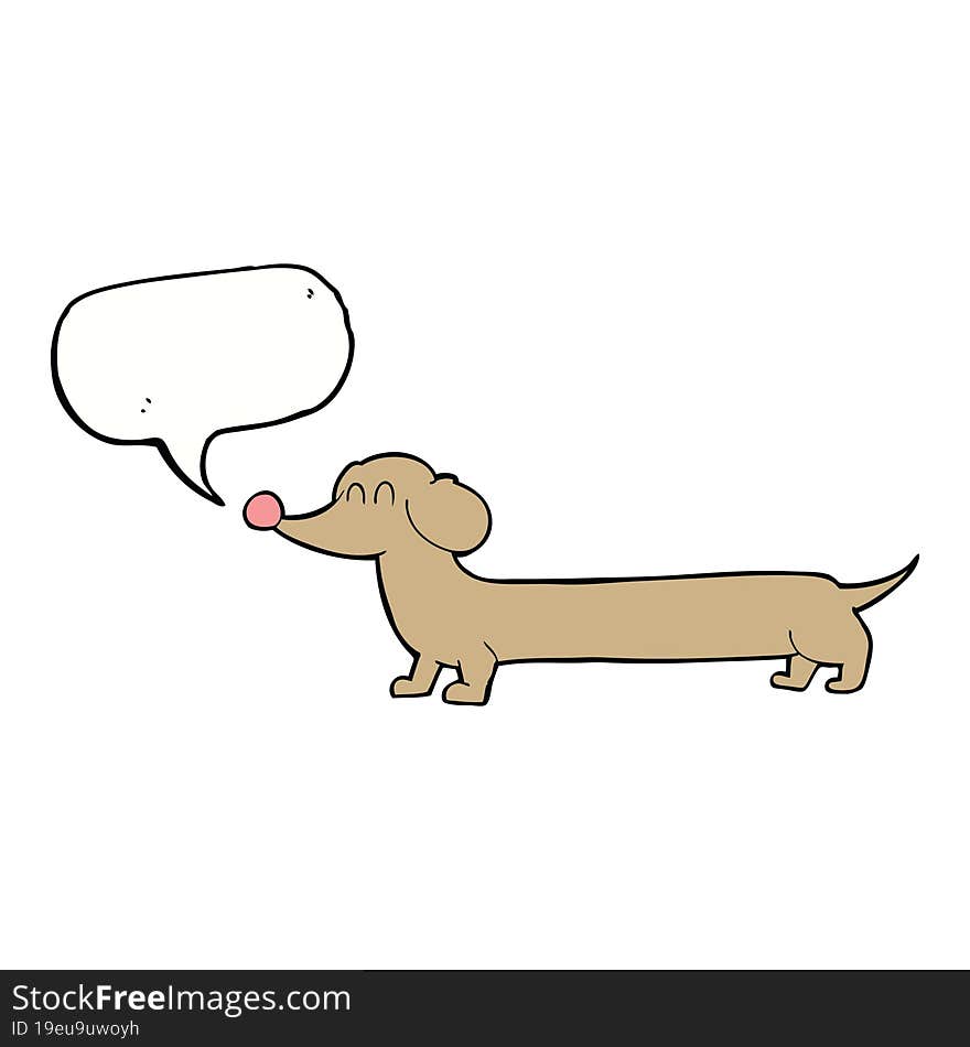 cartoon dachshund with speech bubble