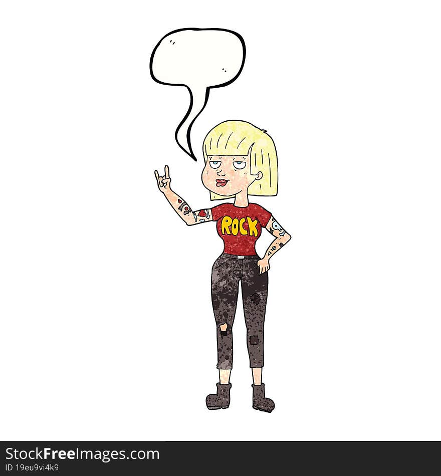 Speech Bubble Textured Cartoon Rock Girl