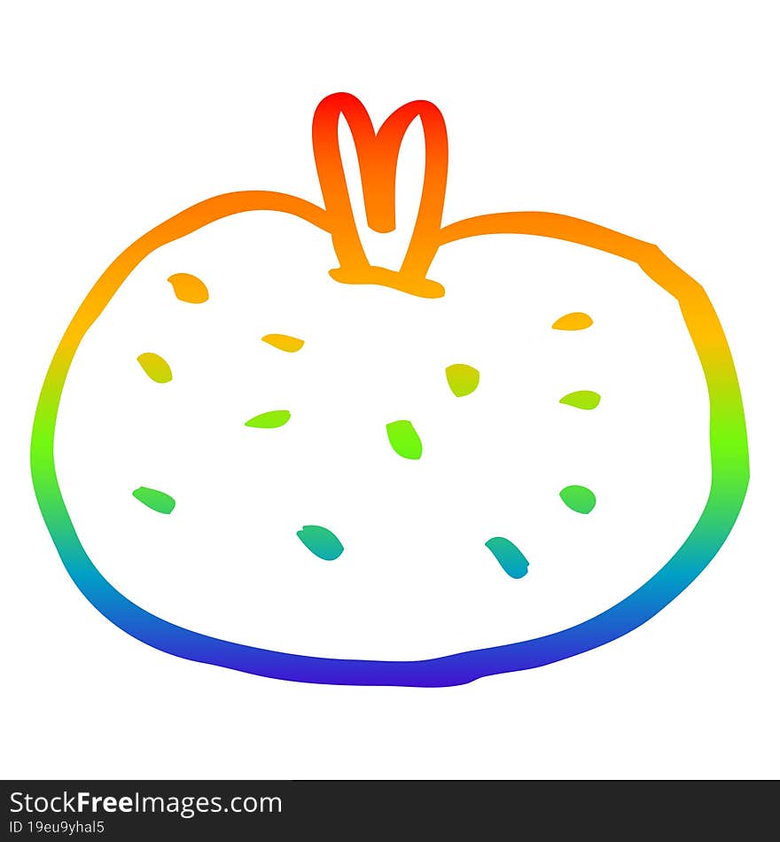 rainbow gradient line drawing of a cartoon organic orange