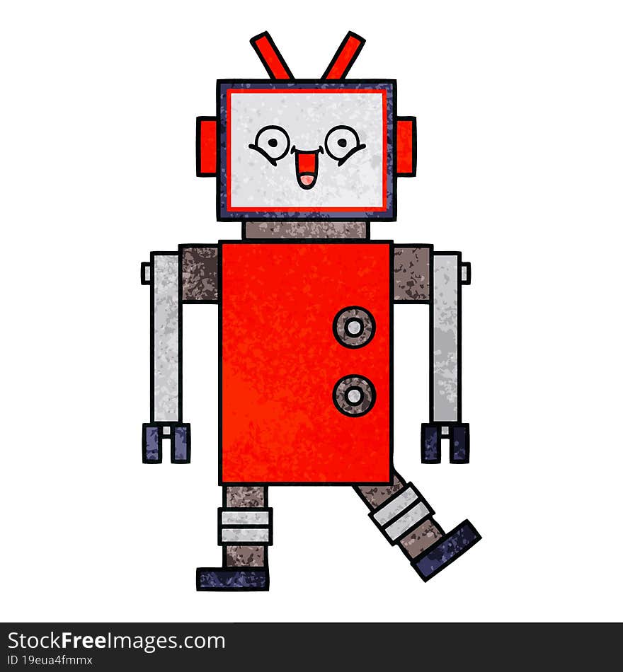 Retro Grunge Texture Cartoon Robot