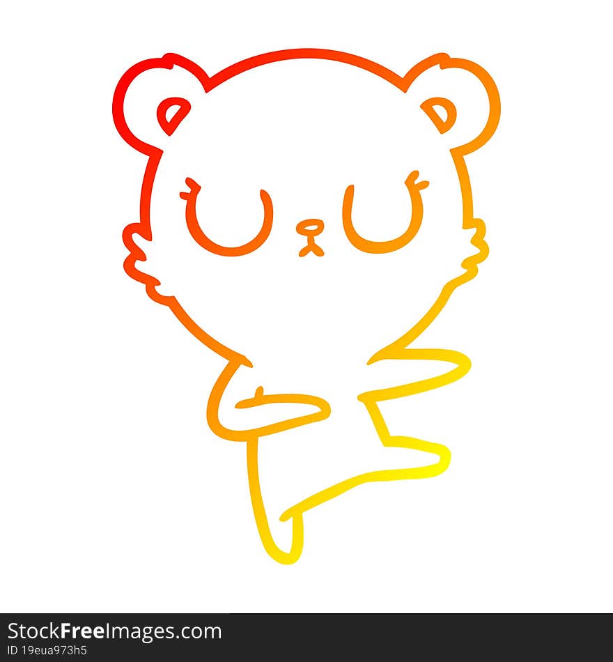 warm gradient line drawing peaceful cartoon bear cub