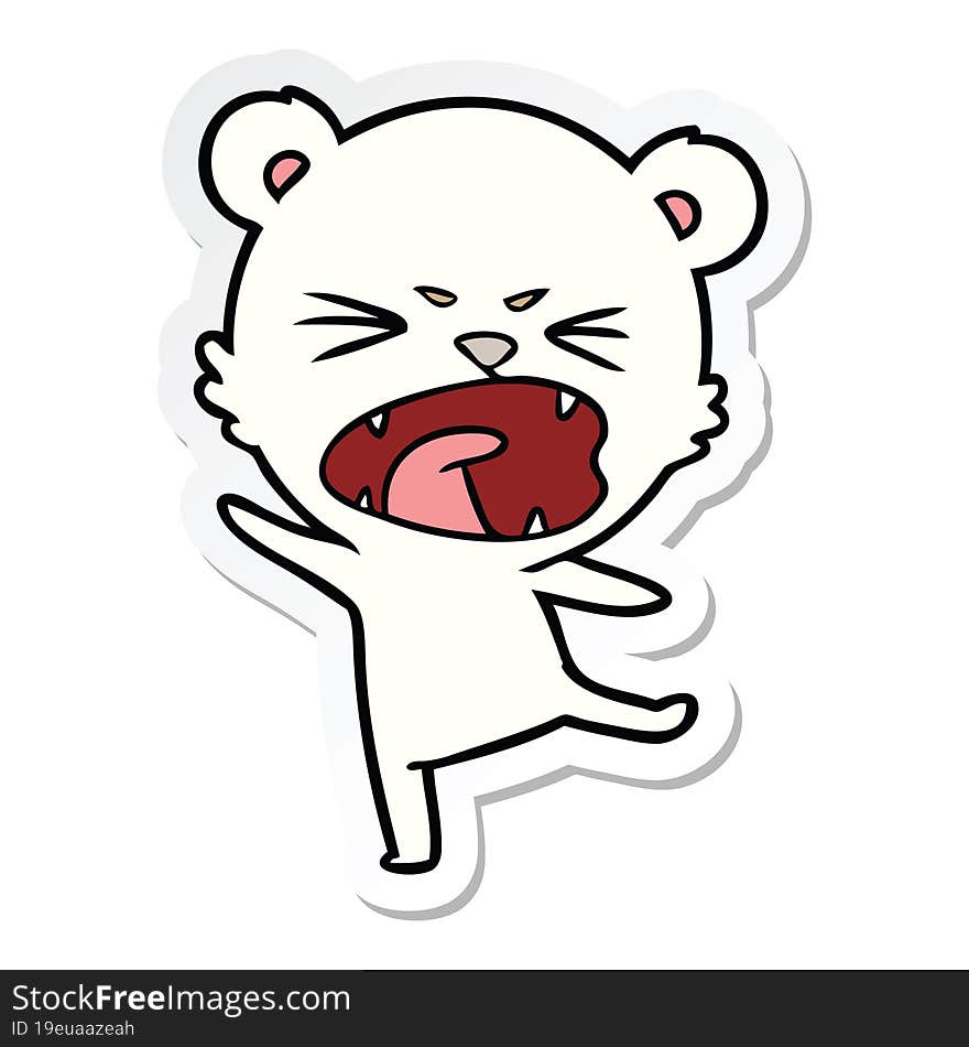 sticker of a angry cartoon polar bear