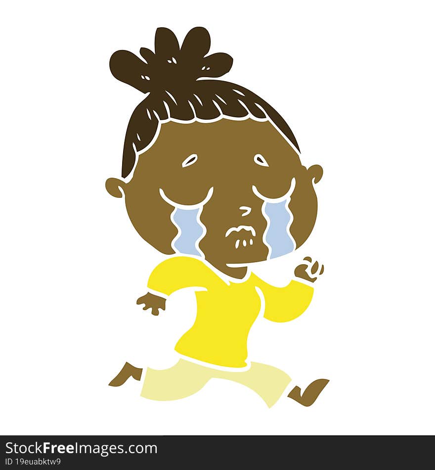 flat color style cartoon crying woman