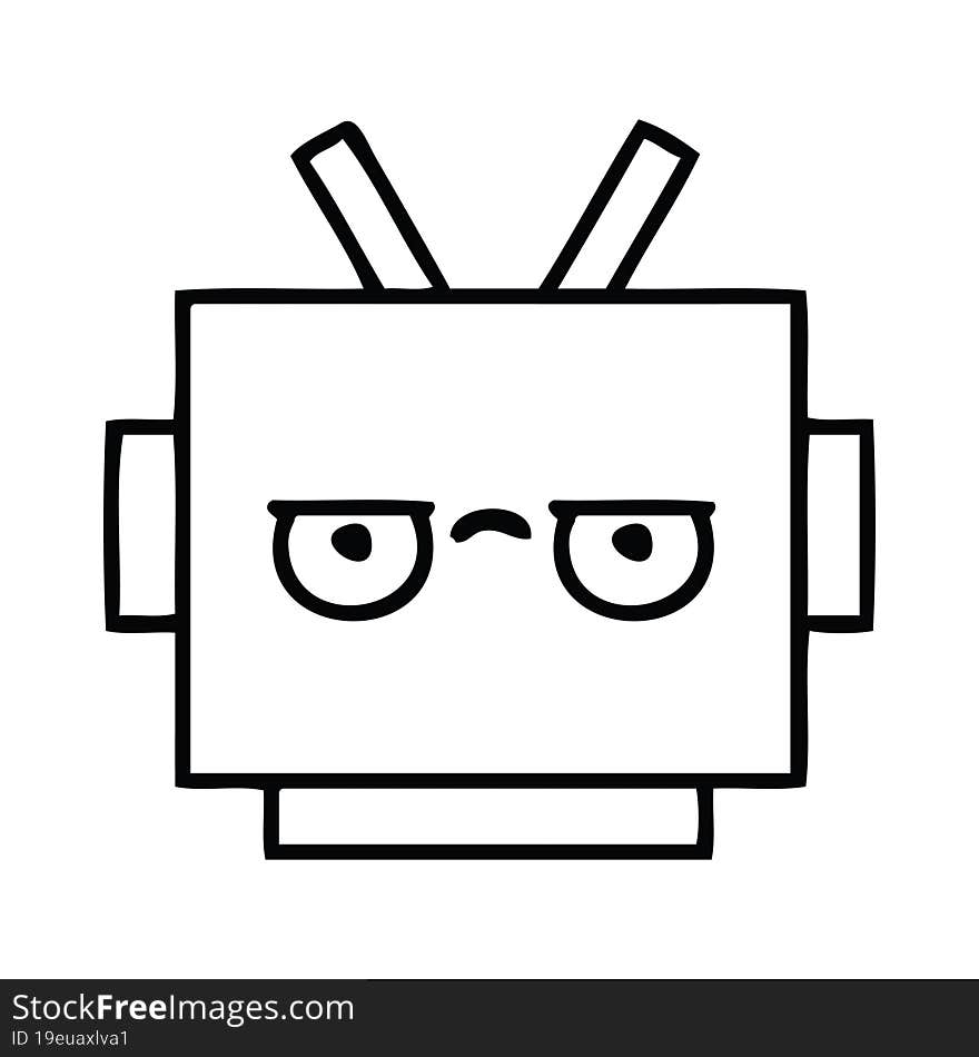 line drawing cartoon robot head