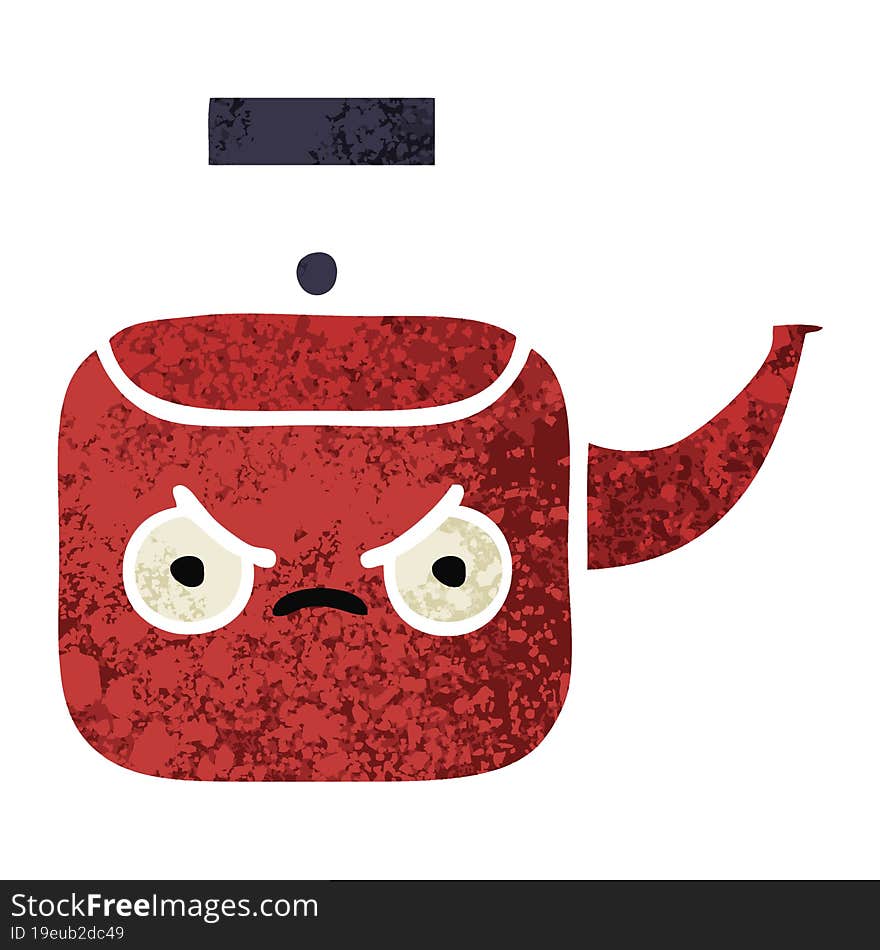 retro illustration style cartoon of a kettle