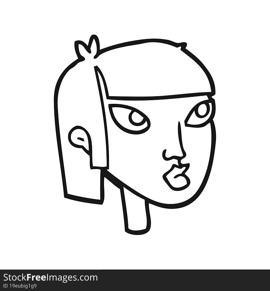 Black And White Cartoon Female Face