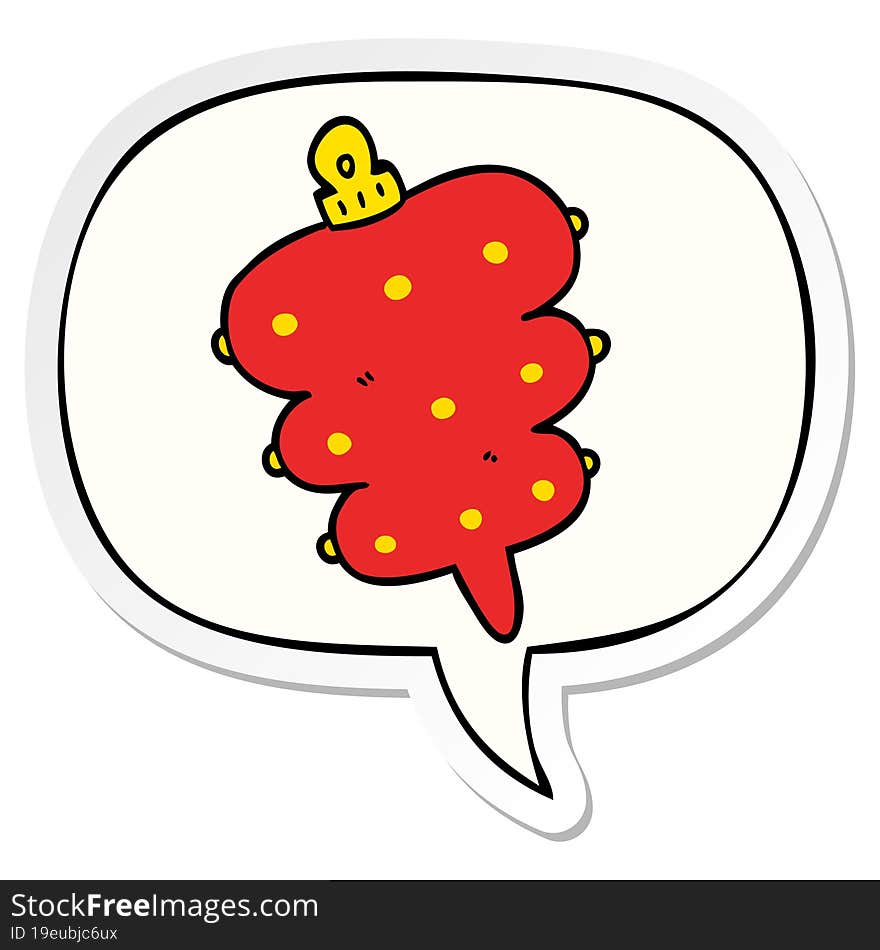 cartoon christmas decoration and speech bubble sticker