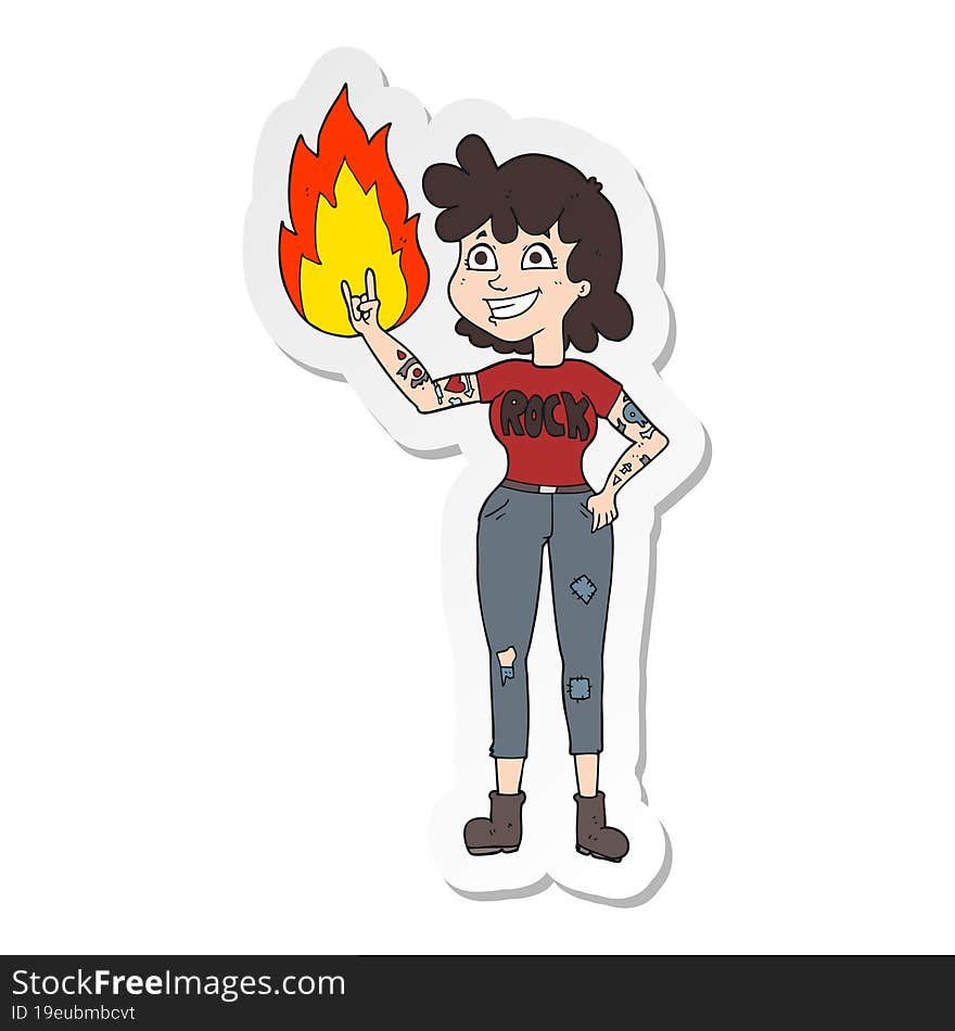 sticker of a cartoon rock girl