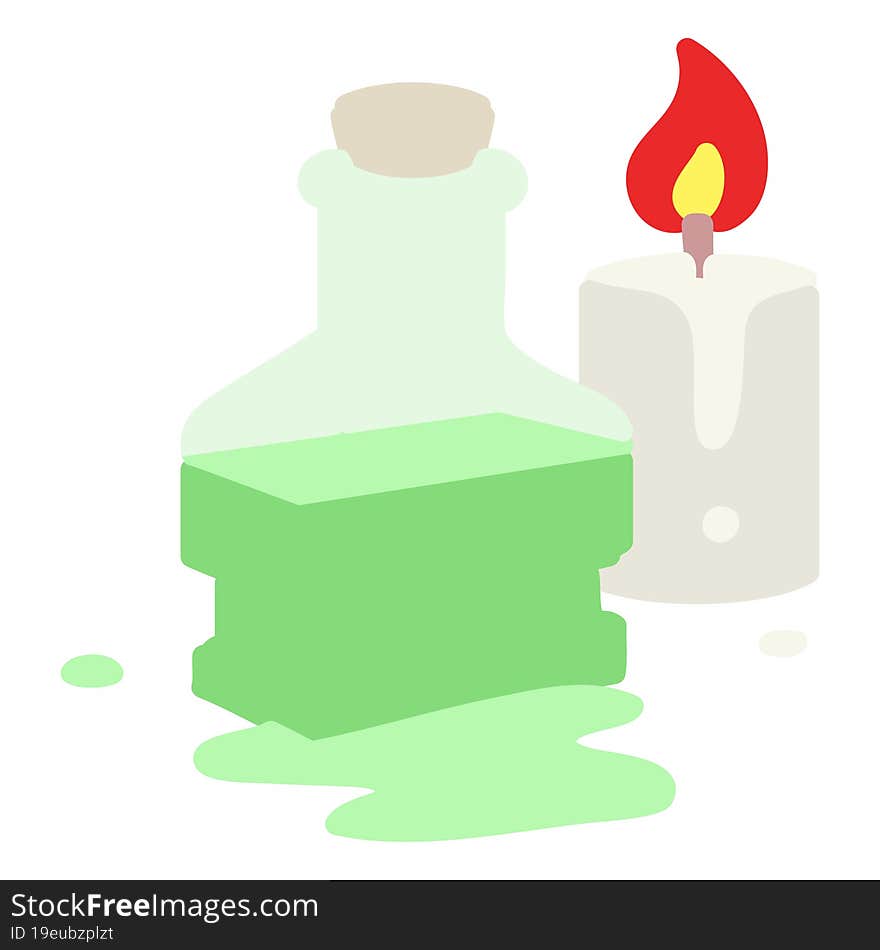 Magic Potion In Fancy Bottle With Candle