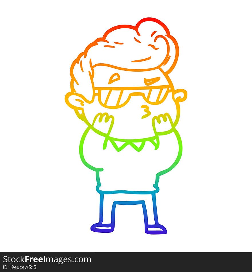 rainbow gradient line drawing cartoon cool guy