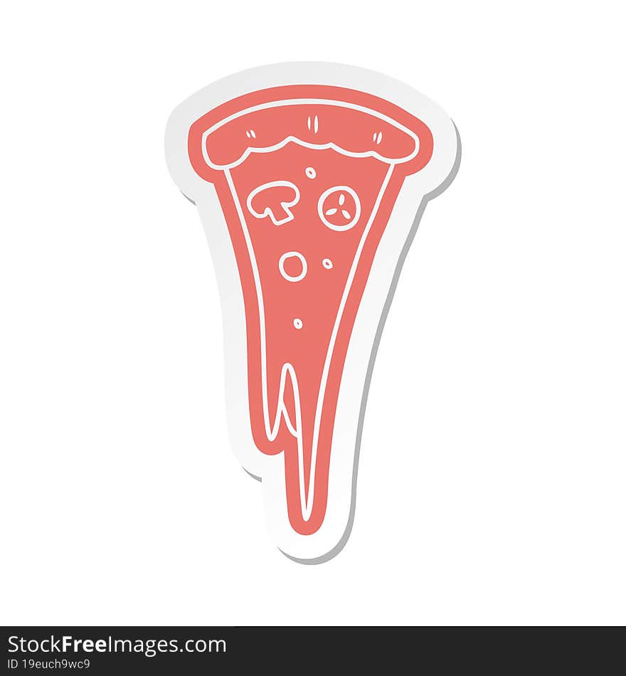 cartoon sticker of a slice of pizza