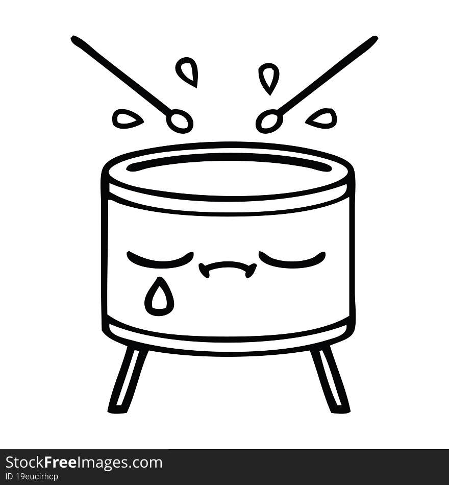 line drawing cartoon sad drum