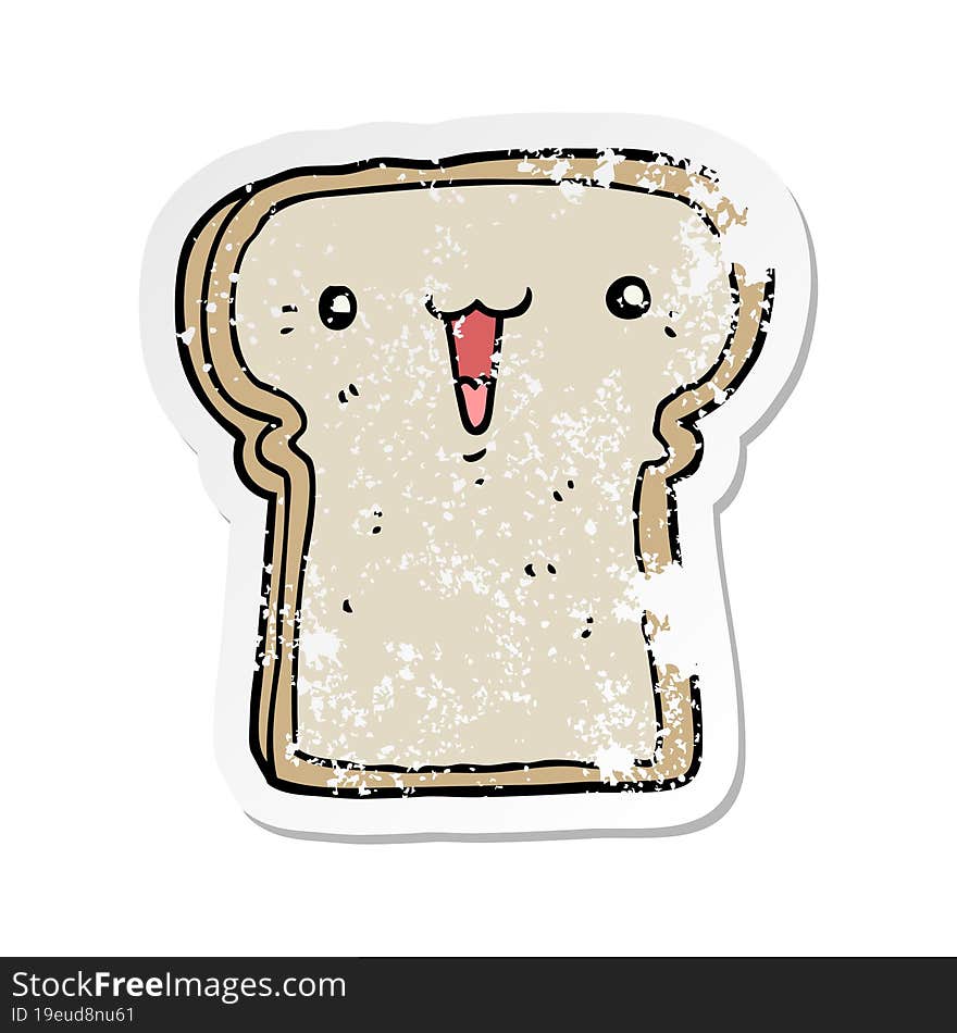 Distressed Sticker Of A Cute Cartoon Toast