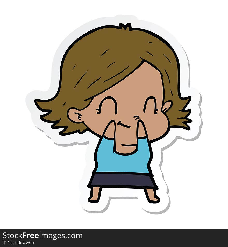 sticker of a cartoon friendly girl