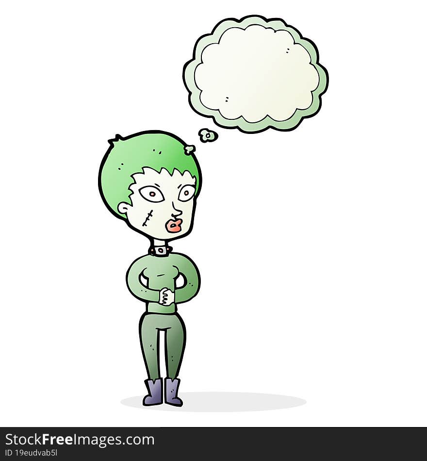 cartoon zombie girl with speech bubble