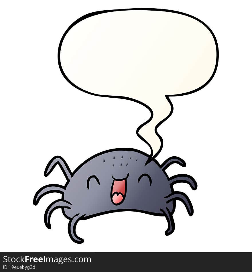 Cartoon Halloween Spider And Speech Bubble In Smooth Gradient Style