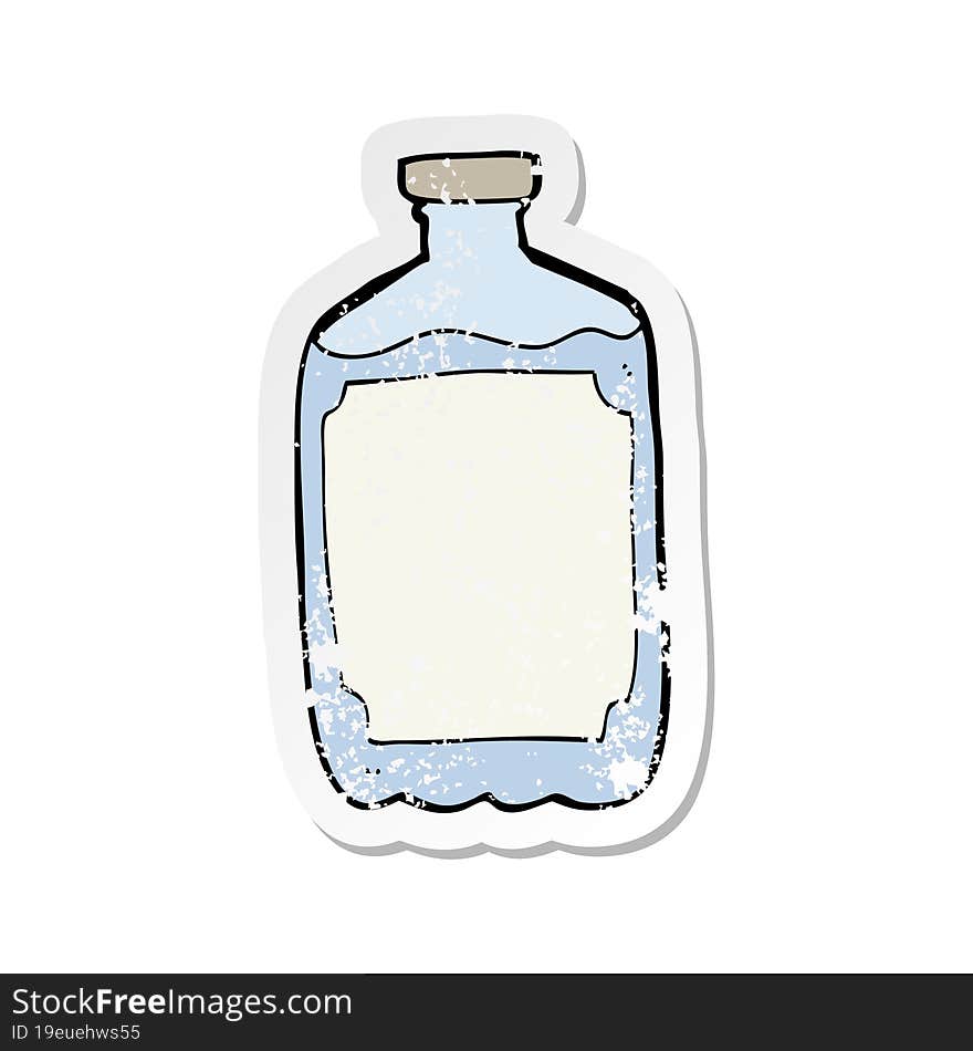 retro distressed sticker of a cartoon water bottle