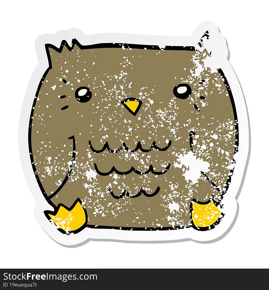 distressed sticker of a cartoon owl