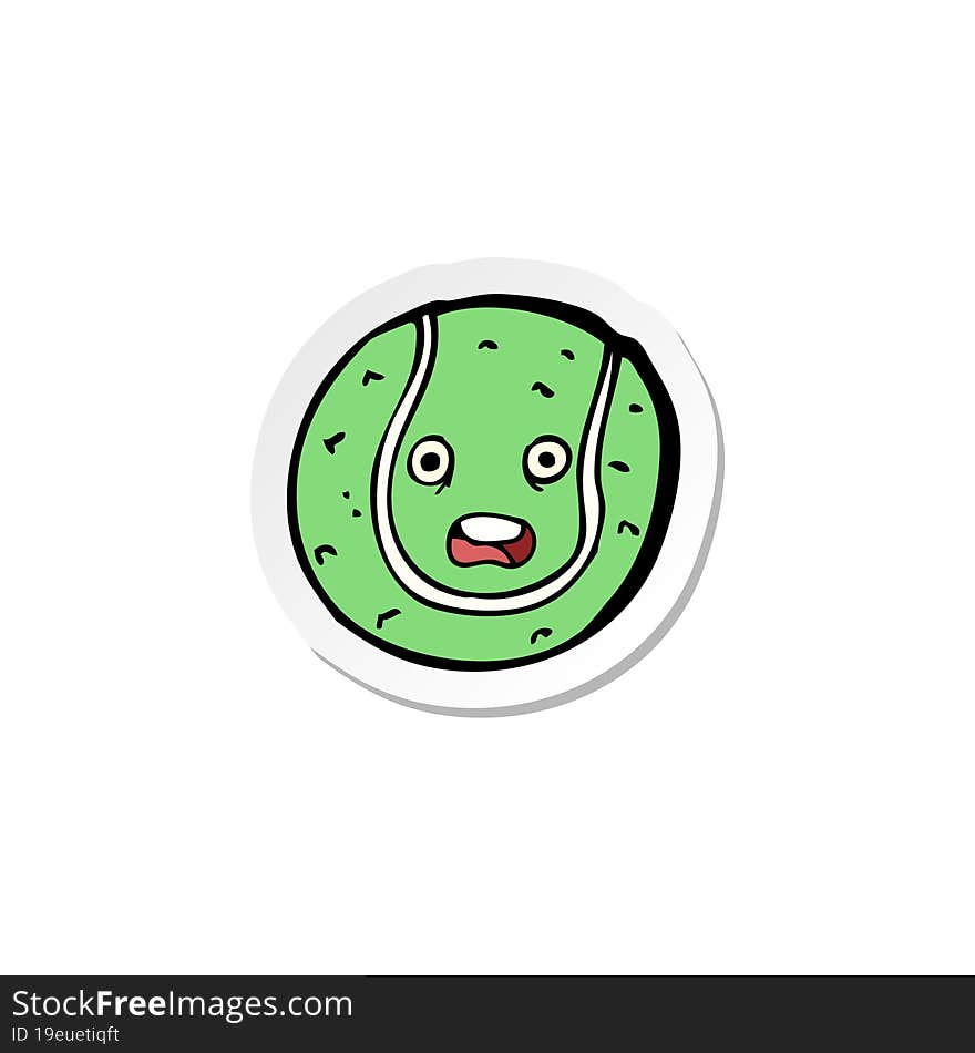 Sticker Of A Cartoon Tennis Ball